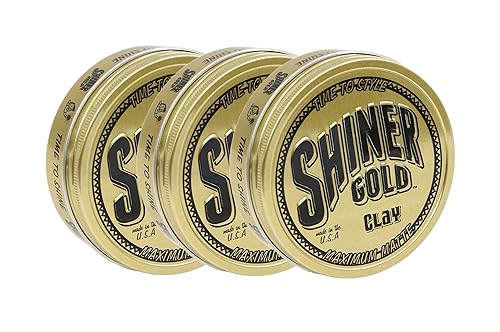 Shiner Gold Matte Clay Pomade | Strong Hold | Matte Finish | Water Based | Coconut Scent, 3.5oz Pack of 3