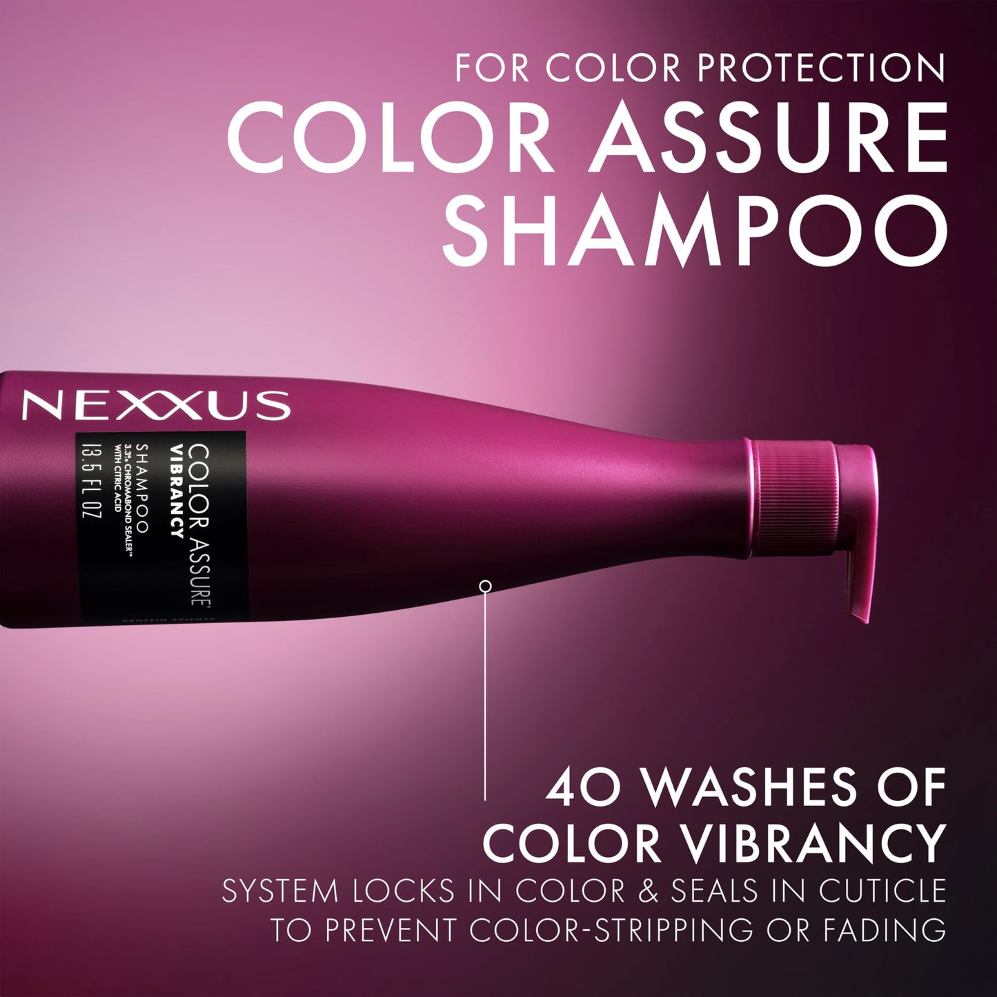 Nexxus COLOR ASSURE Shampoo for Vibrancy for Color Treated Hair Powered by CHROMABOND SEALER with Citric Acid 13.5 oz