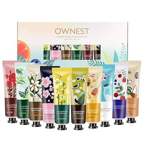 Ownest 10 Pack Hand Cream Kit, Plant Fragrance Moisturizing Hand Care Cream, Hydrating Formula Hand Lotion for Dry Crack Skin, Protable Travel Size