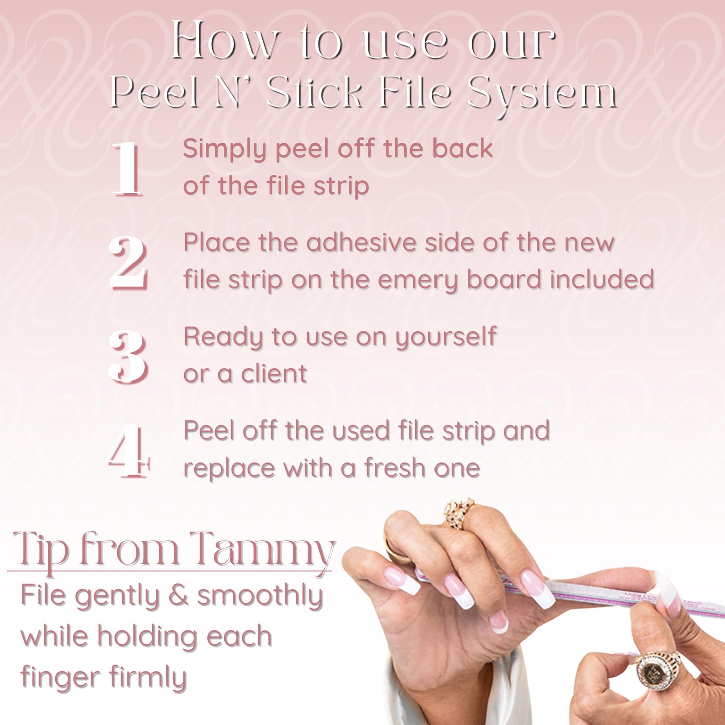 Tammy Taylor 100 Grit Acrylic Finger Nail Files for Women, 100/180 Limas para Uñas & Emery Boards for Nails, Professional Manicure Tools, Salon Art