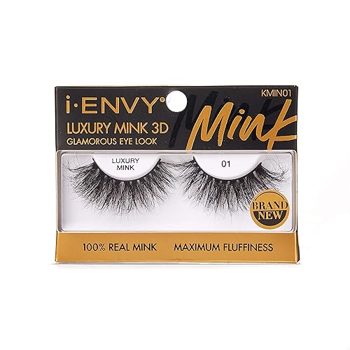 i-ENVY Luxury Mink Collection False Eyelashes 100% Real Mink Glamorous Eye Look Lashes Maximum Fluffiness 3D Multi-Curl Angle (1 Pack)
