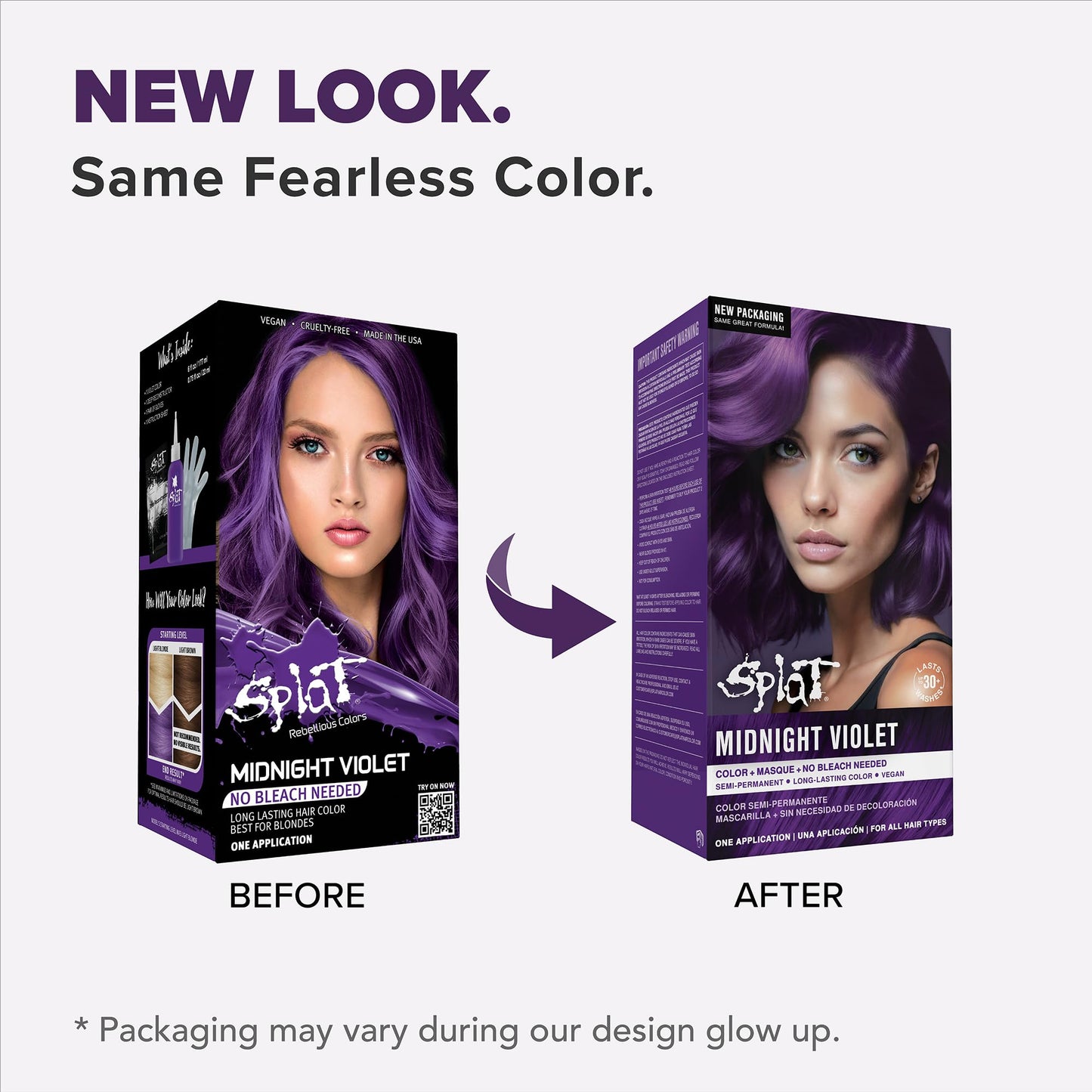 Splat Hair Splat Rebellious Colors 30 Wash No Bleach Needed Hair Color Kit, Midnight Violet, 6 Oz
