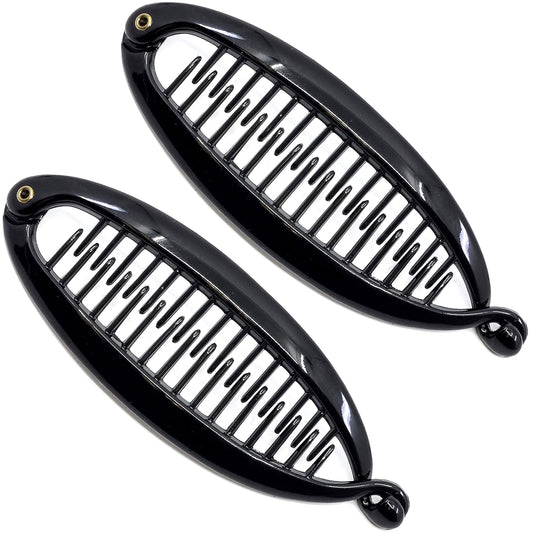 Camila Paris NV138 2 Pack French Extra Small Banana Clip Hair Comb for Fine Hair, Classic Banana Clips Hair for Thin Hair Ponytail Holder Interlocking