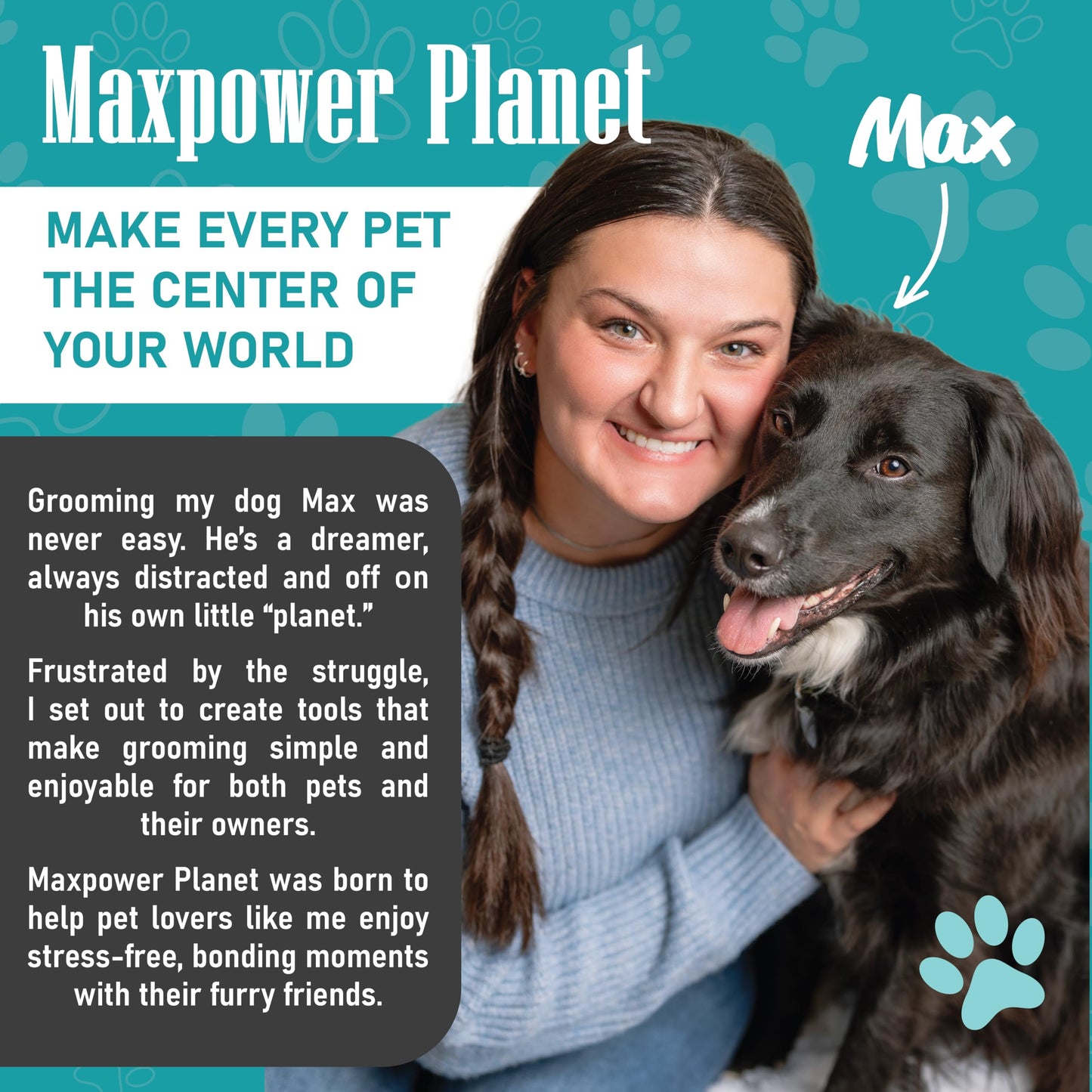 Maxpower Planet Pet Grooming Rake – Double-Sided Deshedding Tool for Dogs & Cats, Reduces Shedding by 95% – Long Hair Comb