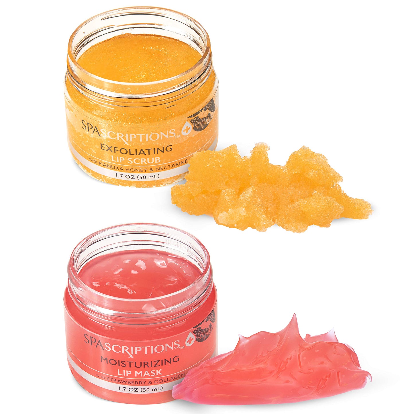 Spascriptions 2-Pack Lip Therapy Treatment to Fight Mask Wearing Dryness, Lip Scrubs and Lip Masks Exfoliate Hydrate and Sooth (Moisturizing)