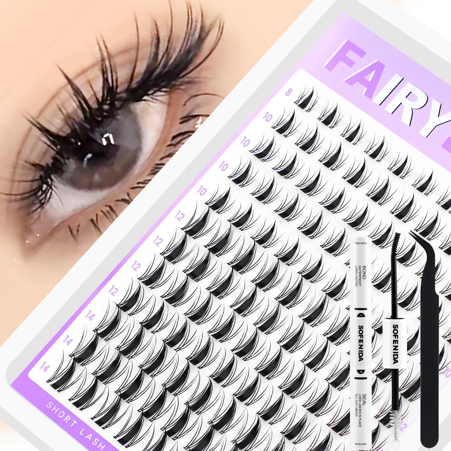 Fairy Lash Clusters Kit 8-14mm Manga Eyelash Kit Clusters WideSpan DIY Eyelash Extensions Wet-Look Spiky Anime Lashes Individual Fake Eyelashes Beauty and Personal Care SOFENIDA Default Title
