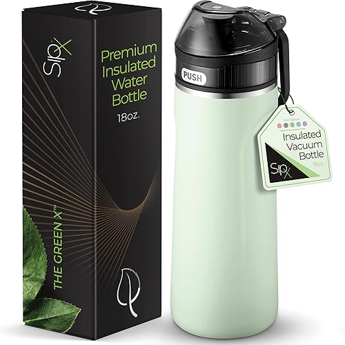 SIPX™ 18 oz Premium Stainless Steel Water Bottle with Straw Lid - Triple Insulated, Leakproof, BPA-Free - Slim, Durable Bottle for School, Gym…