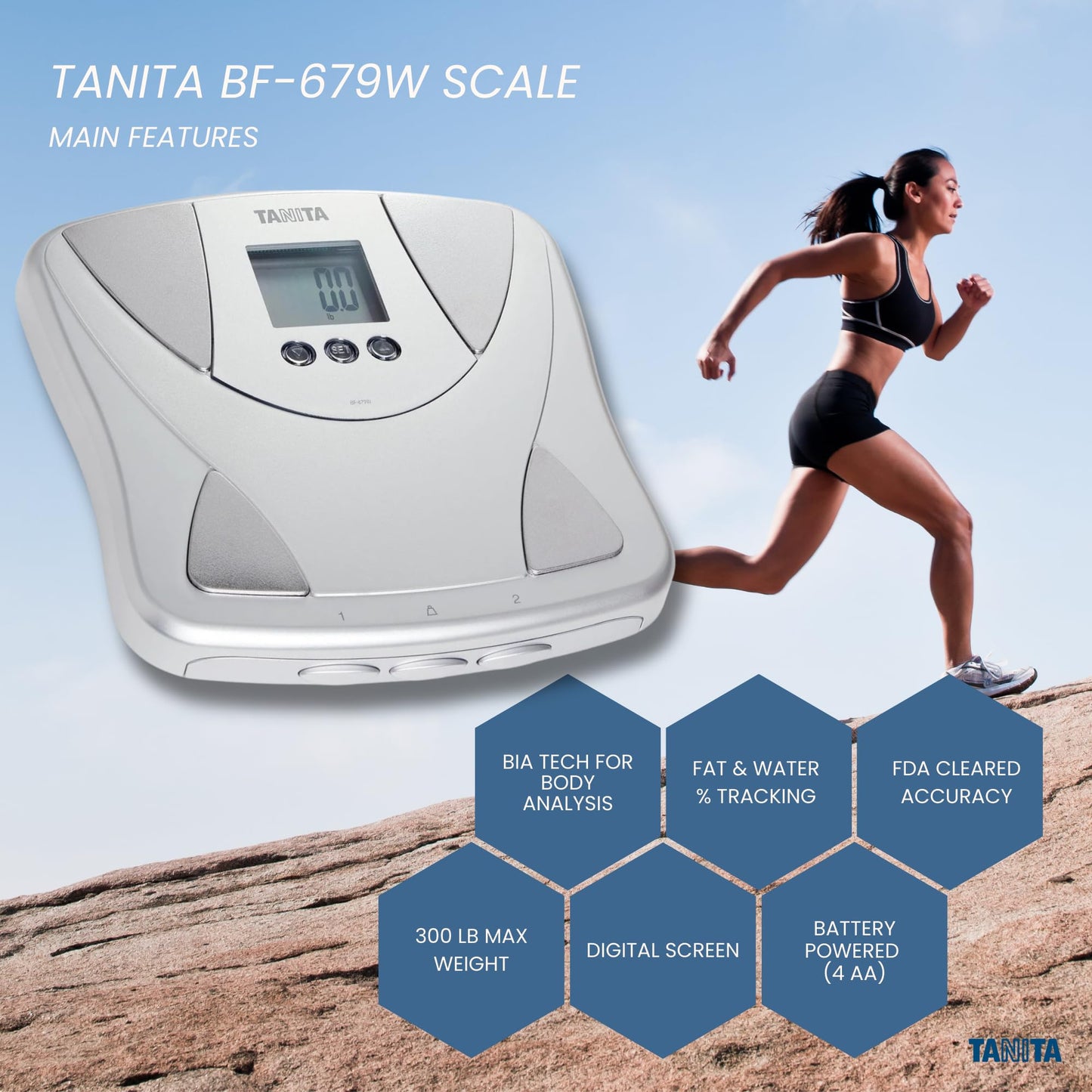 Tanita BF-679W Multi-Frequency Digital Body Fat and Body Water Scale - Smart Bathroom Weight Scale - Body Composition Monitor with Japan Technology…