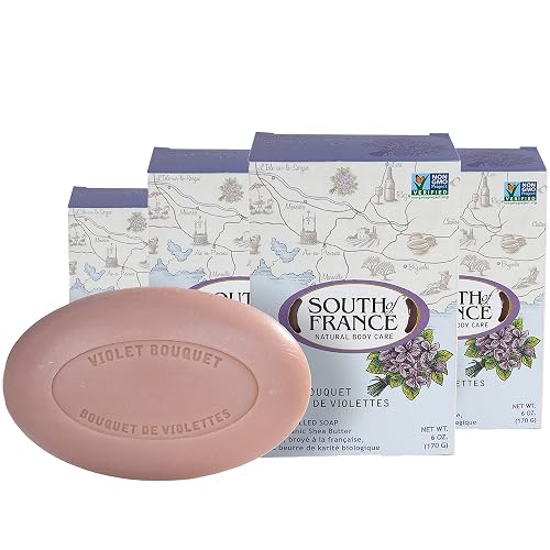 Violet Bouquet Clean Bar Soap by South of France Clean Body Care Triple-Milled French Soap with Organic Shea Butter + Essential Oils Vegan, Non-GMO