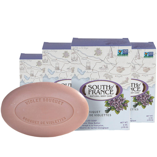Violet Bouquet Clean Bar Soap by South of France Clean Body Care Triple-Milled French Soap with Organic Shea Butter + Essential Oils Vegan, Non-GMO