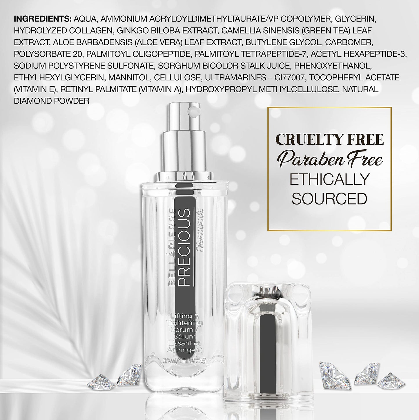 bellapierre PRECIOUS Diamonds Lifting & Tightening Serum | Awaken, Revitalize, and Tighten Tired, Sagging Skin | Enriched with Vitamins A & E