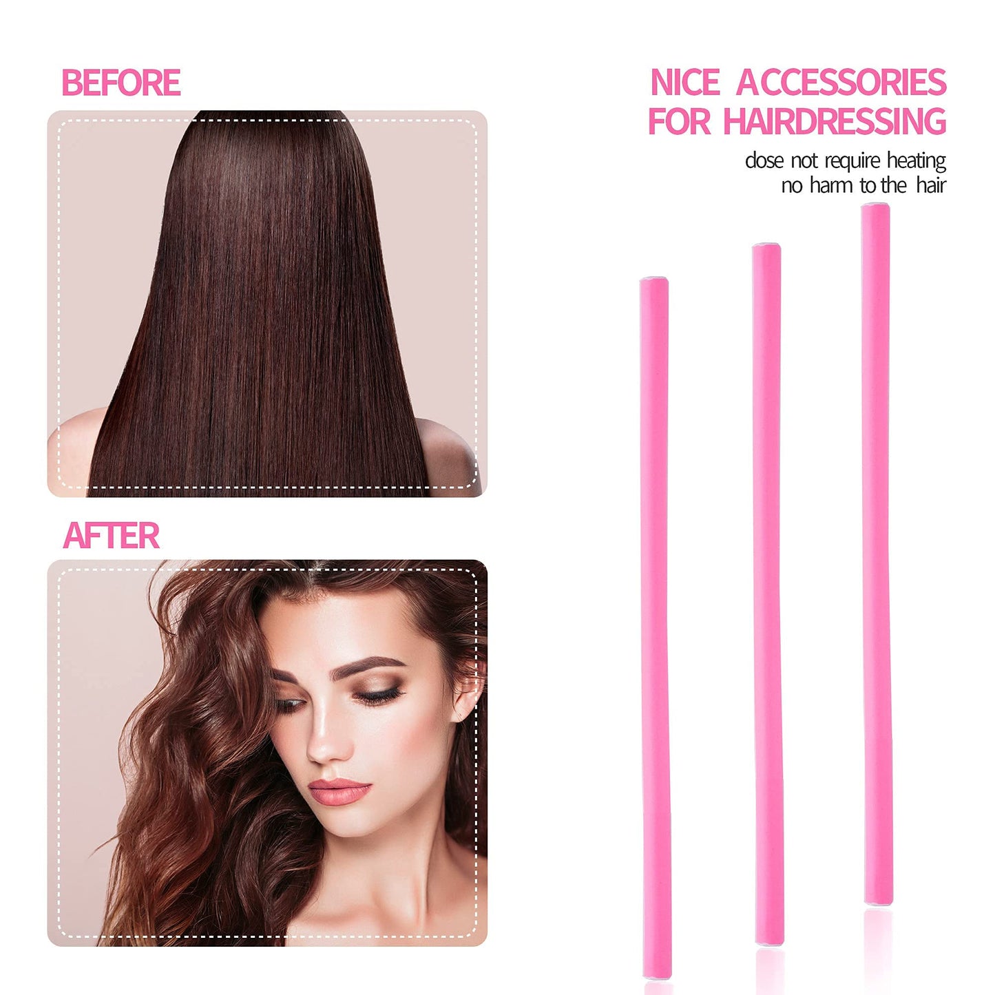 30PCS 9.45" Flexi Rods Curlers Set for Short and Long Hair, No Heat Foam Rollers with Steel Comb Buytta