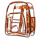 NiceAndGreat Heavy Duty Clear Backpack Transparent Quality School Bag Large See Through Student Daypack Security Workbag Orange