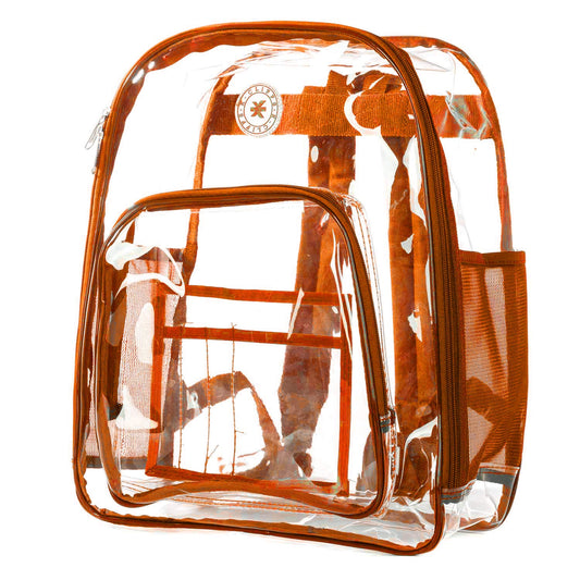 NiceAndGreat Heavy Duty Clear Backpack Transparent Quality School Bag Large See Through Student Daypack Security Workbag Orange