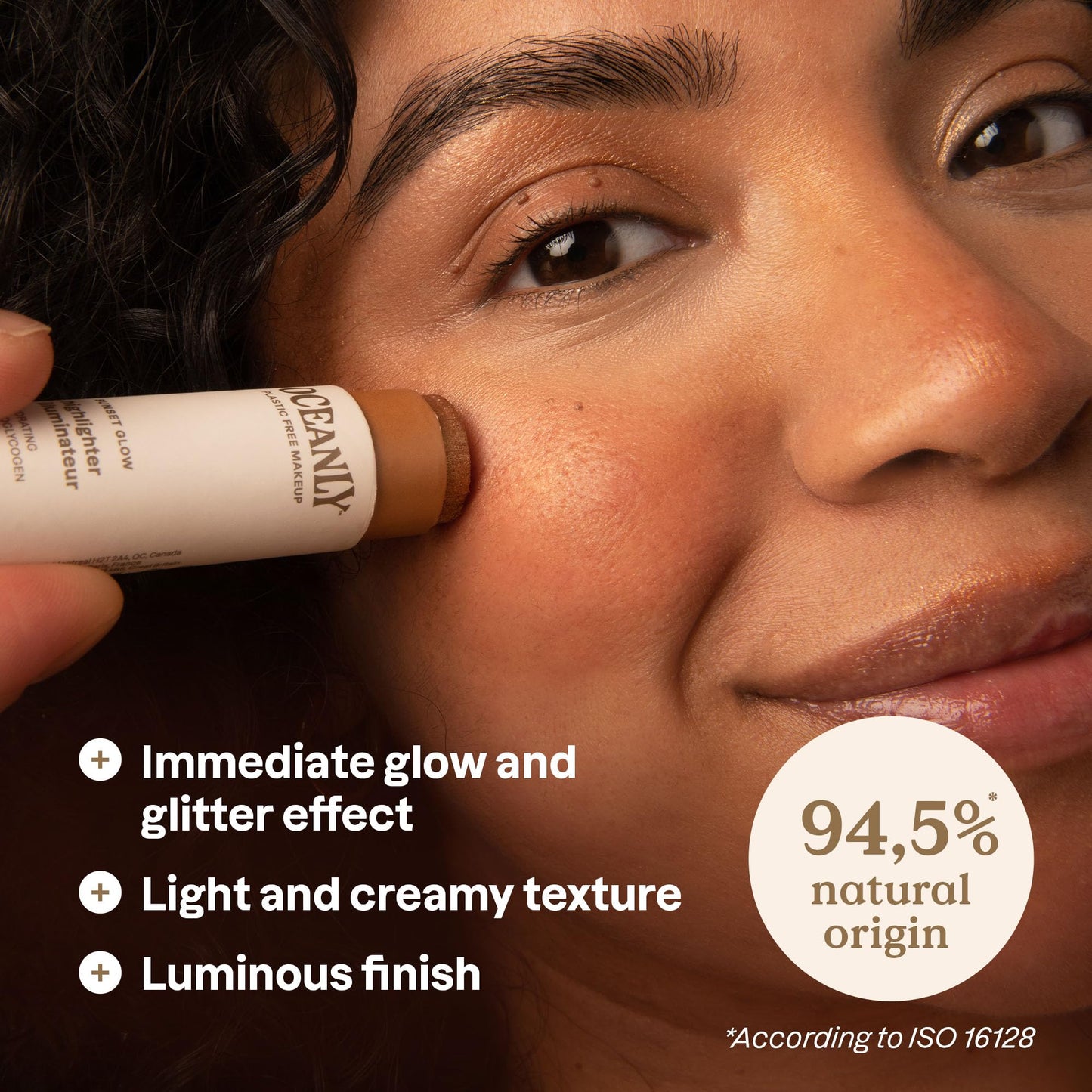 ATTITUDE Oceanly Lightweight Highlighter Stick, Titanium Dioxide-Free, EWG Verified, Plastic-Free, Vegan & Cruelty-free Makeup, Sunset Glow, 0.3