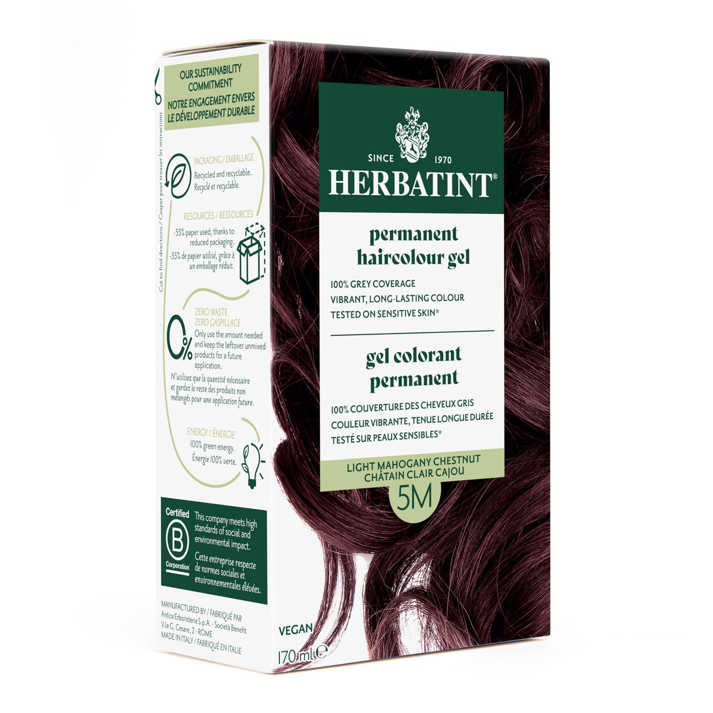 Herbatint 5M Light Mahogany Chestnut Permanent Hair Colour, 4 OZ