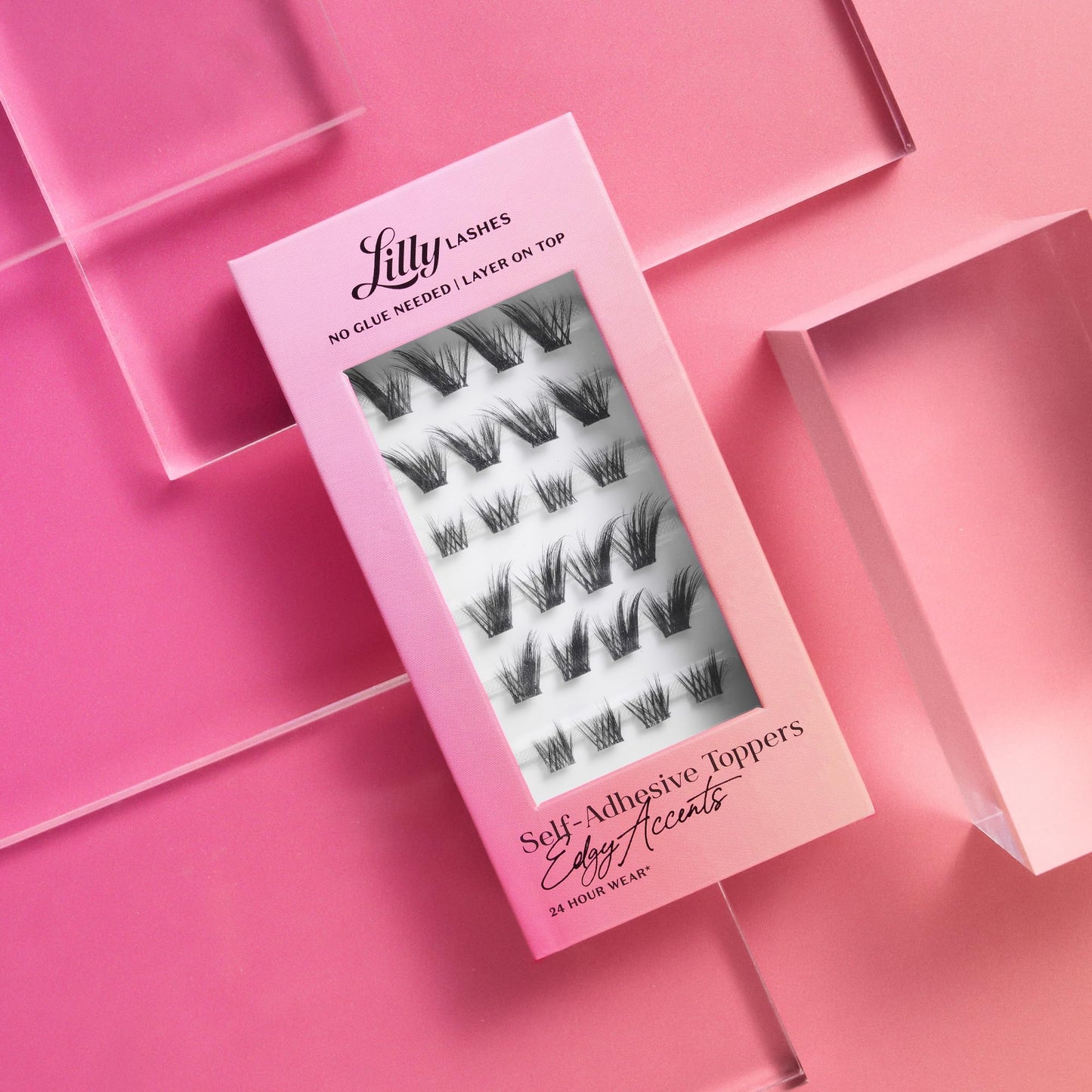 Lilly Lashes Self-Adhesive Edgy Accents Lash Clusters Toppers - Pre-Glued Clear-Band False Lashes for Effortless Application, 24 Hr All-Day Hold Beauty and Personal Care Lilly Lashes