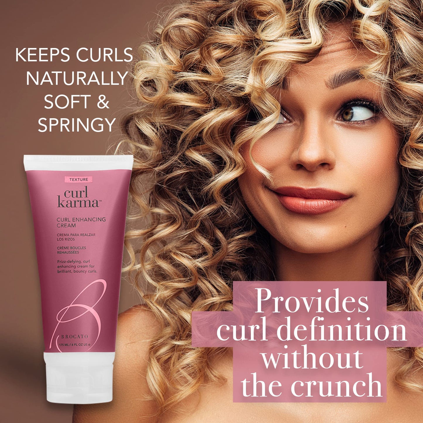 Brocato Curl Karma, Curl Enhancing Cream, 6 Fl Oz | Defining & Moisturizing Crème | Fights Frizz, Adds Bounce & Shape | All Day Control