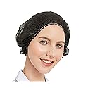 ProtectX 100-Pack Black Disposable Hair Nets, Elastic Head Cover, Bouffant Caps, Sanitation Head Cover for Food Service, Spa Men & Women - 24 inch