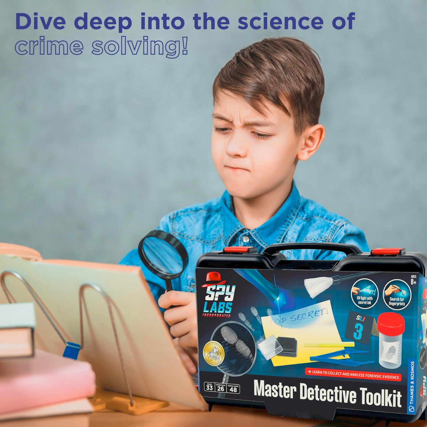 Spy Labs Master Detective Toolkit V2 – Forensic Science Kit with Fingerprint, Footprint & Tire Track Experiments + 32-Page Storybook