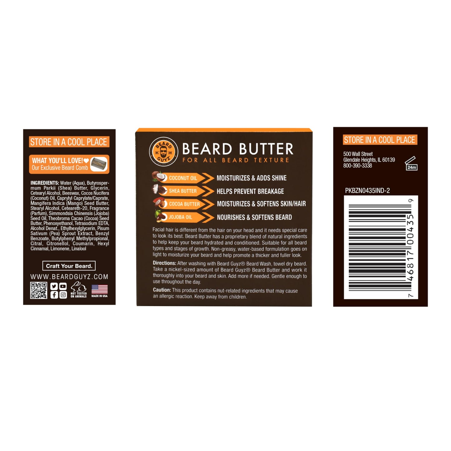 Beard Guyz Beard Butter - Moisturizing Beard Leave-In Conditioner and Softener for Men, Tames Frizz, Softens and Hydrates Facial Hair - 3 oz