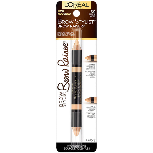 L’Oréal Paris Cosmetics Stylist Brow Raiser Highlighter Duo, Medium, 0.16 Ounce