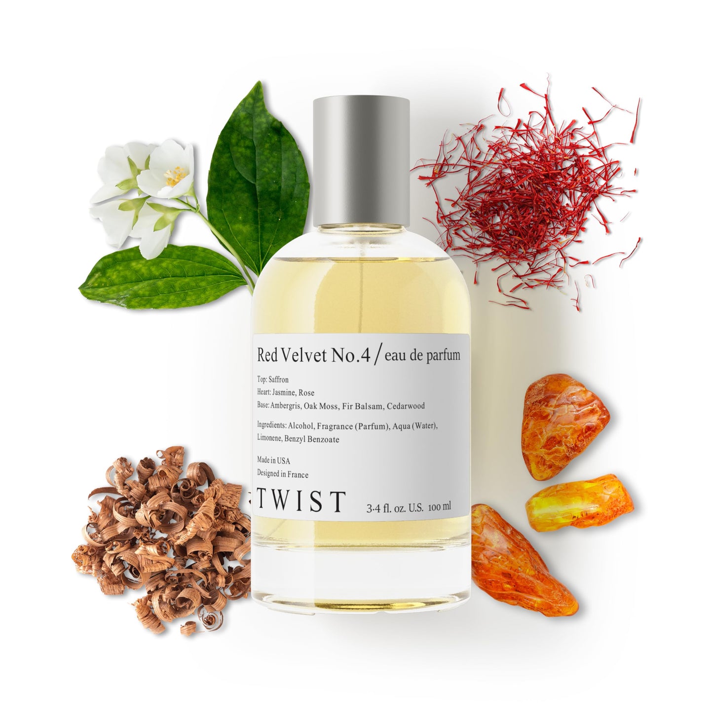 Twist - Red Velvet No. 4 - Eau De Parfum Inspired by MFK Baccarat Rouge 540, Long-Lasting Perfume For Women & Men, Paraben Free, Vegan, Clean