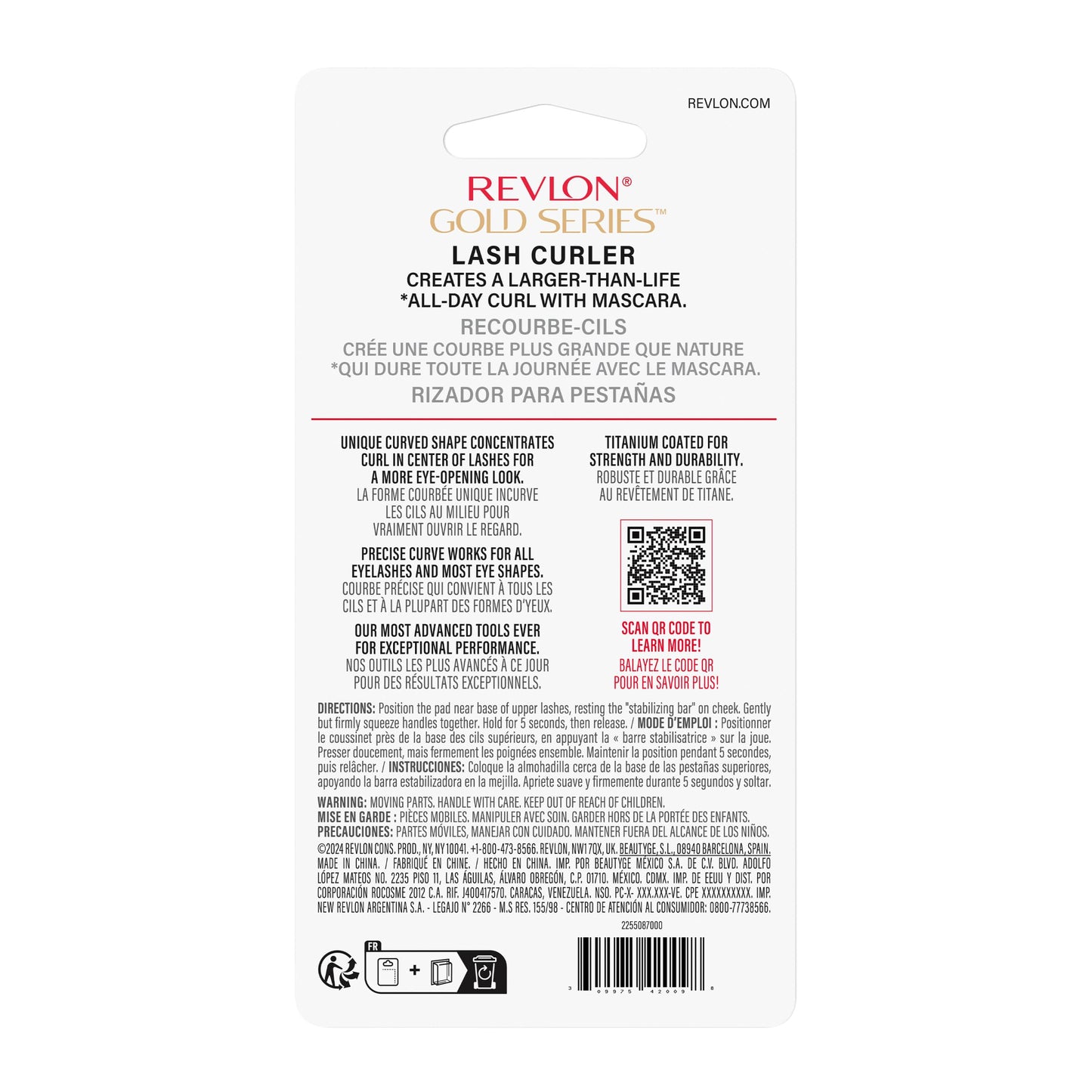 Revlon Gold Series Eye Lash Curler, Creates Open Eye Look, Easy to Use, Titanium-Coated for Durability, 1 Count