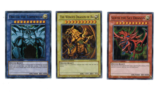 Yu Gi Oh Legendary Collection Ultra Rare God Card Set of 3 Egyptian God Cards Slifer, Obelisk Ra (Limited Edition) Ultra Rare Version