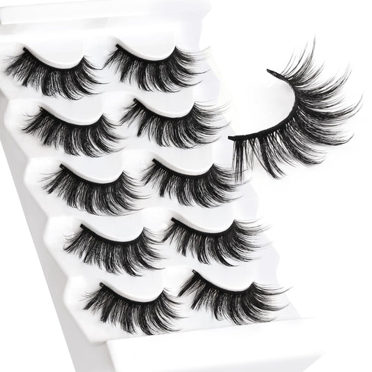 Veleasha Cat Eye Lashes Wispy Faux Mink Lashes 100% Handmade Natural Look Fake Eyelashes Lightweight False Eyelashes 5 Pairs Pack (54) Beauty and Personal Care Veleasha Default Title