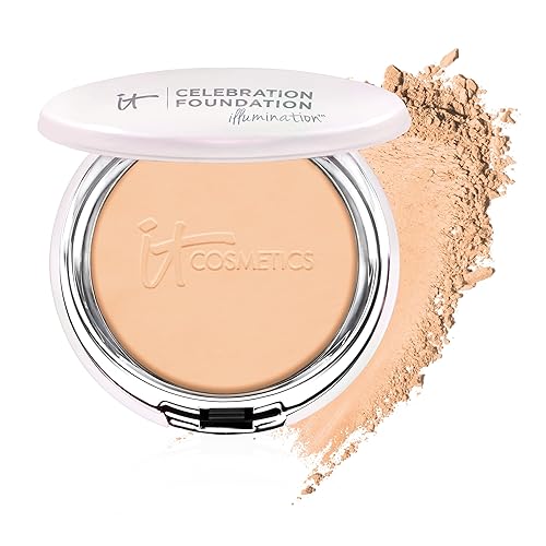IT Cosmetics Celebration Foundation Illumination - Anti-Aging, Full Coverage Foundation Powder - With Drops of Light Technology for Added Radiance