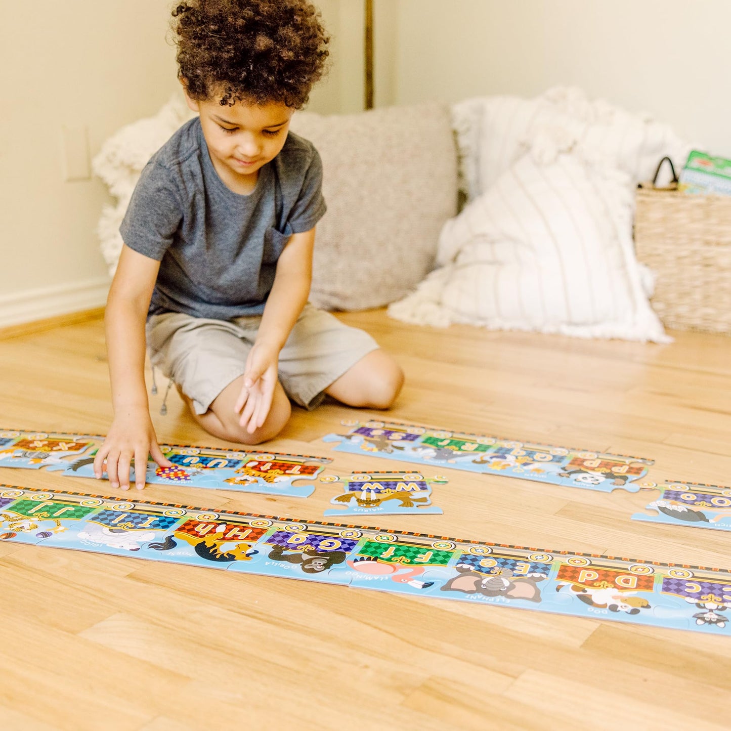 Melissa & Doug Alphabet Express Jumbo Jigsaw Floor Puzzle (27 pcs, 10 feet Long) - FSC Certified