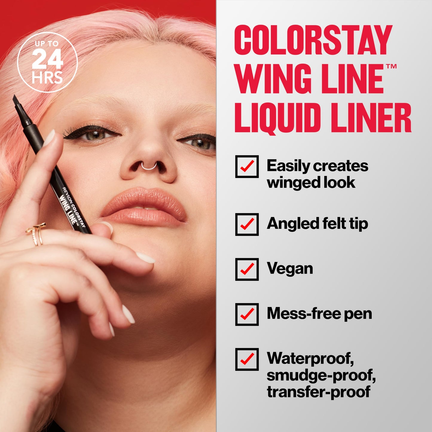 Revlon Liquid Eyeliner Pen, ColorStay Wing Line Eye Makeup, Waterproof, Smudge-proof, Stocking Stuffer for Her, Longwearing with Angled Felt Tip