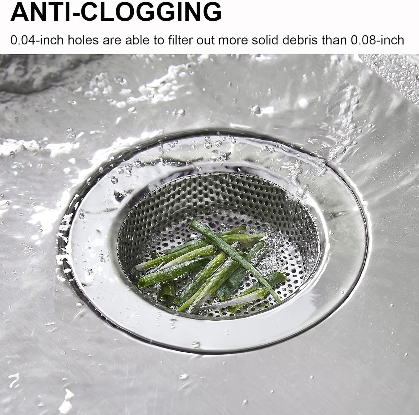 LASSHSWA Kitchen Sink Strainer, Stainless Steel Drain Strainers with Large 4.5" Wide Rim, 2 Pack for Kitchen Sinks