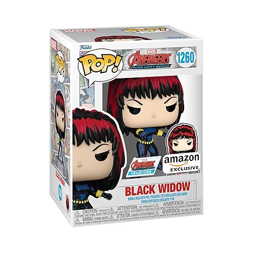 Funko Pop! & Pin: The Avengers: Earth's Mightiest Heroes - 60th Anniversary, Black Widow with Pin, Amazon Exclusive