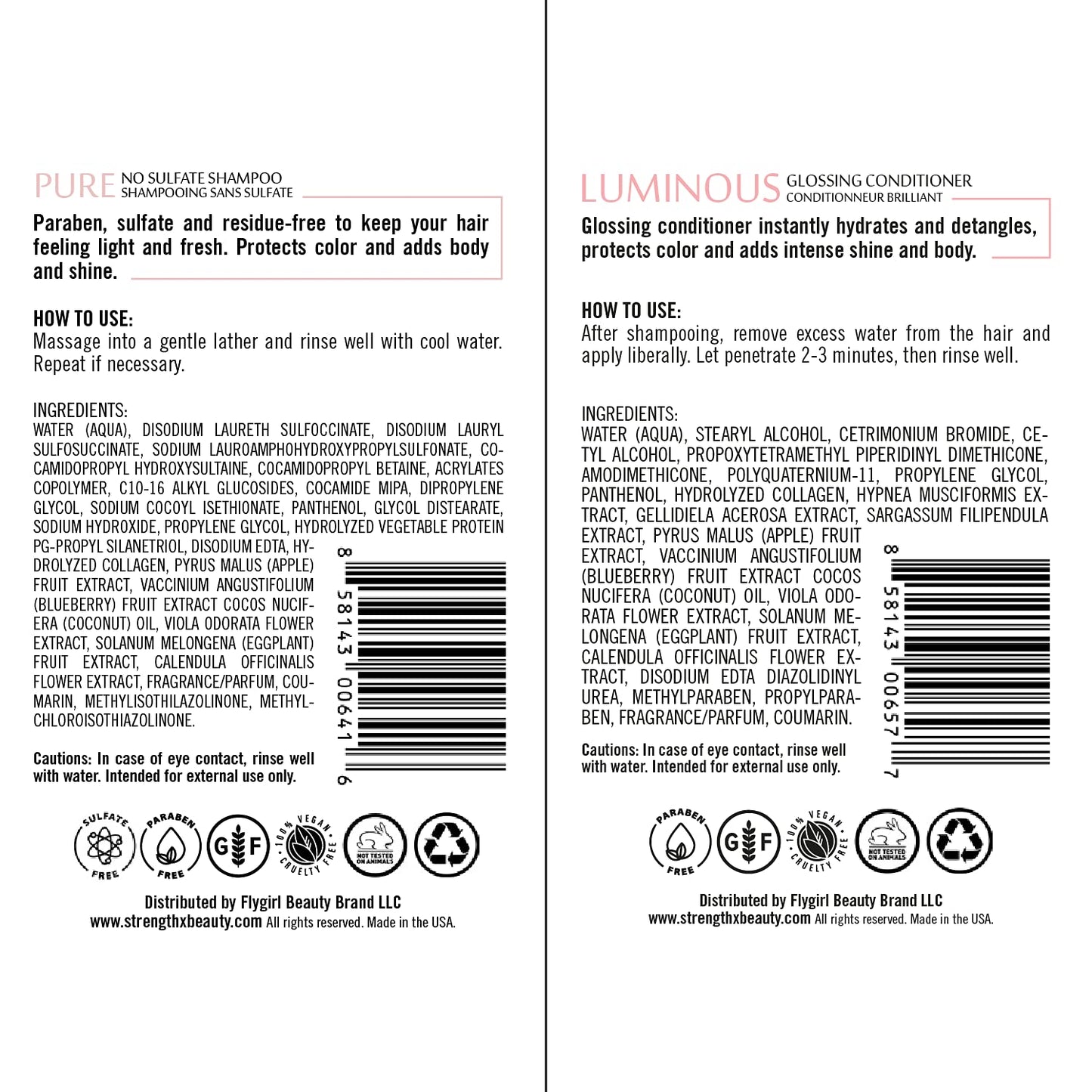 Strength x Beauty -2 pc. Discovery Set: Pure | Luminous Shampoo and Conditioner 3.4 oz. Try-Me | Travel Size
