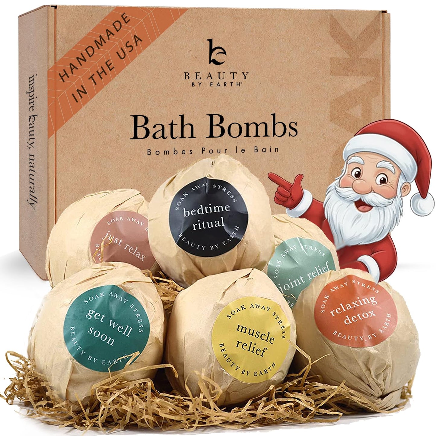 Bath Bombs Gift Set, USA Made with Organic & Natural Ingredients, Christmas Stocking Stuffers for Women & Men, Relaxing Spa Gifts, Wife Stocking…
