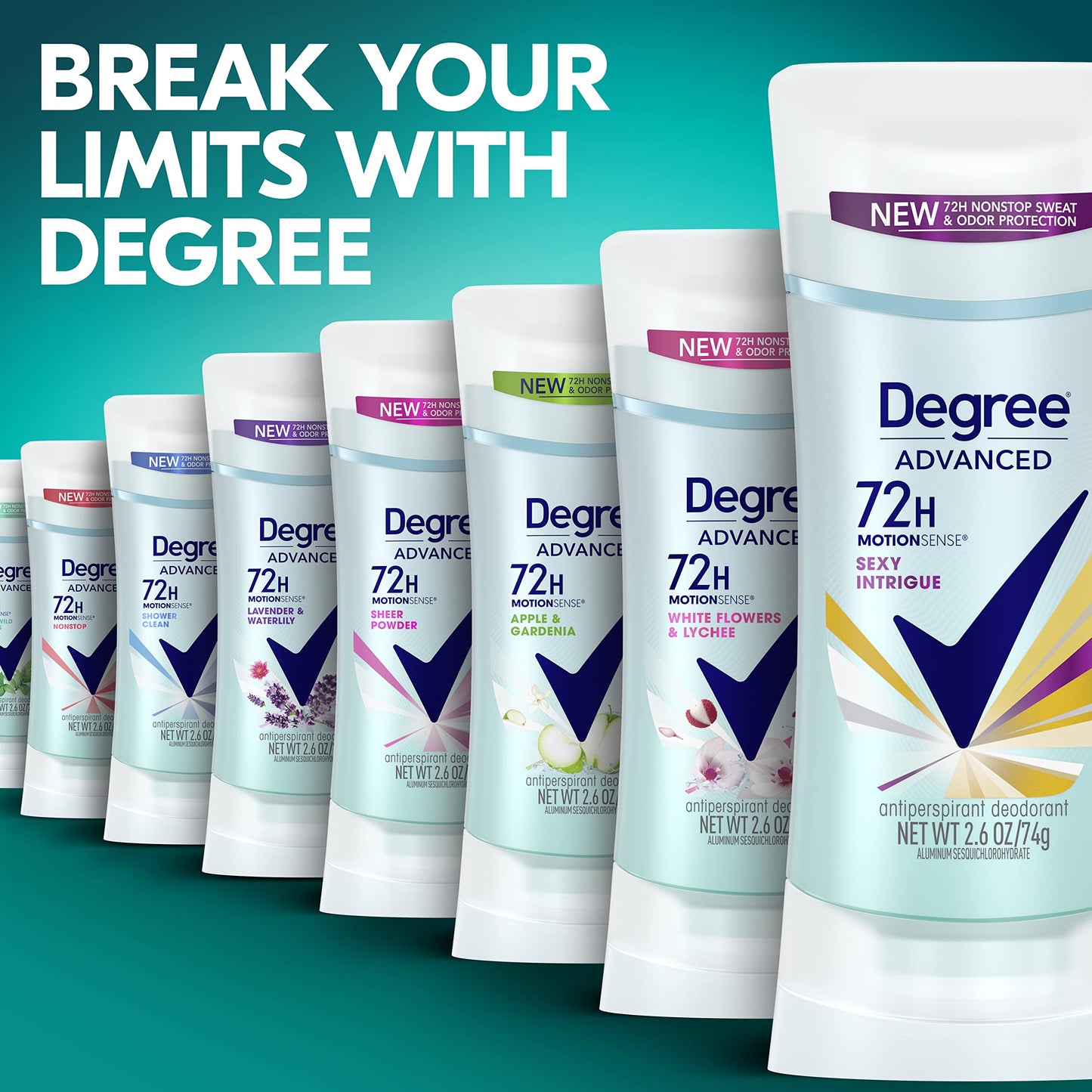 Degree Advanced MotionSense Antiperspirant Deodorant 4 Count 72-Hour Sweat And Odor Protection Sexy Intrigue Antiperspirant Deodorant For Women Beauty and Personal Care Degree