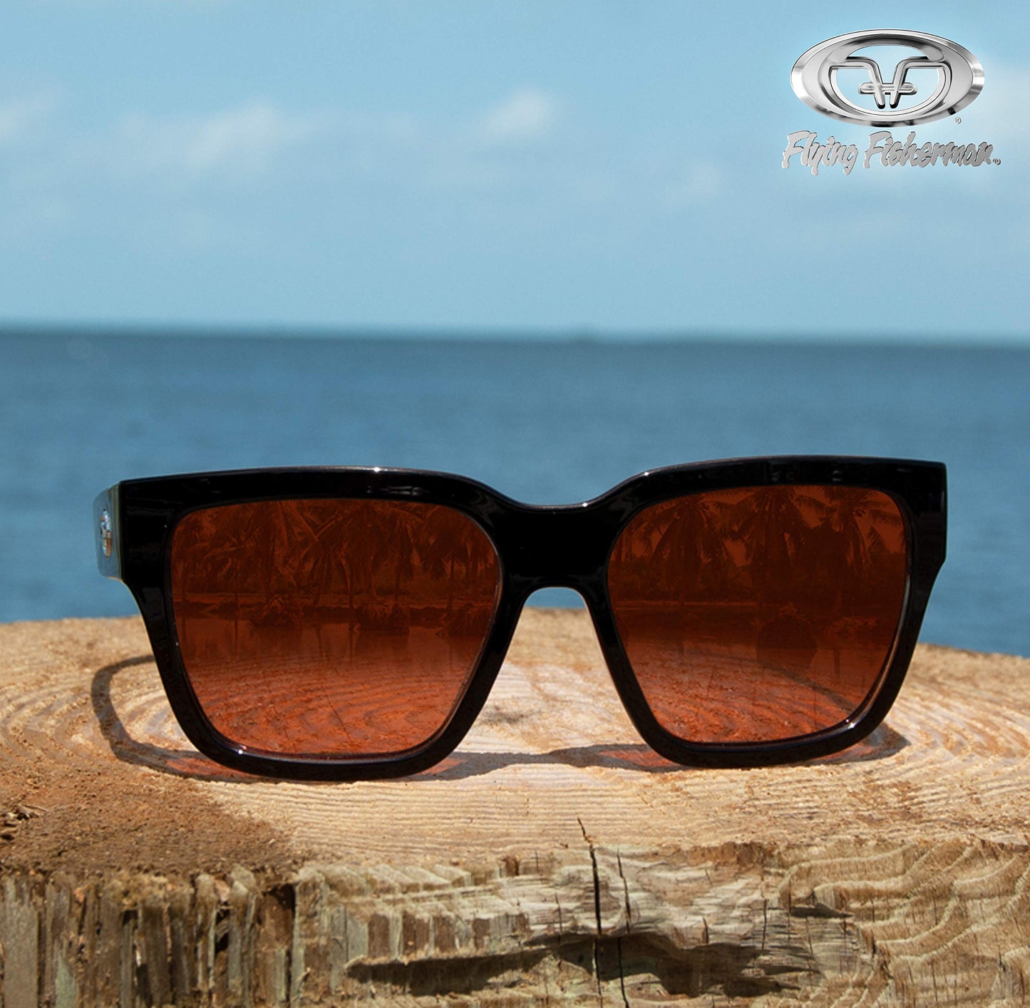 Flying Fisherman unisex adult Harper Sunglasses, Gloss Black Frame/Copper-silver Mirror Lens, Medium US