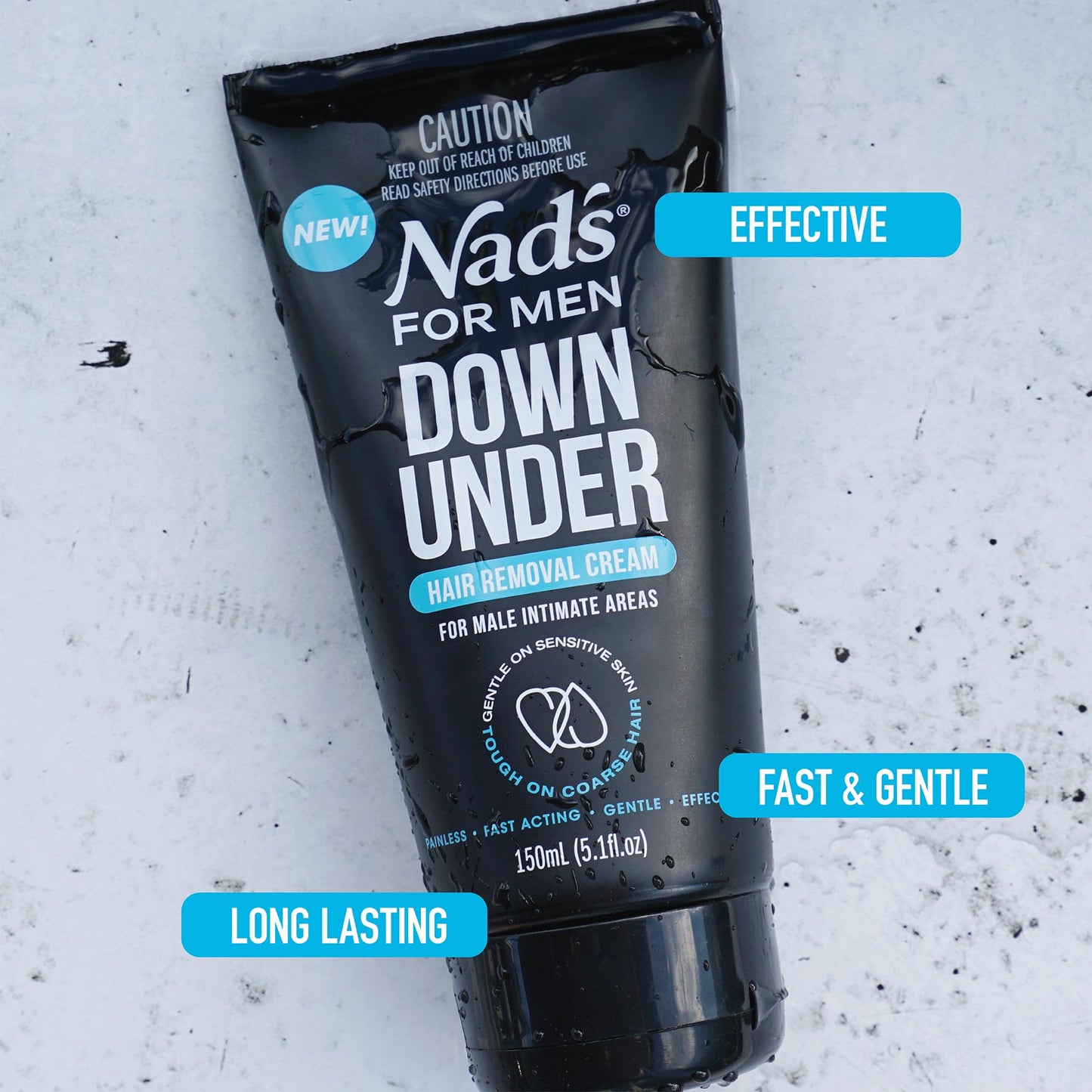 Nad's For Men Down Under Hair Removal Cream - Gentle Depilatory for Body, for Intimate areas, painless, soothing and suitable for all Skin and Hair