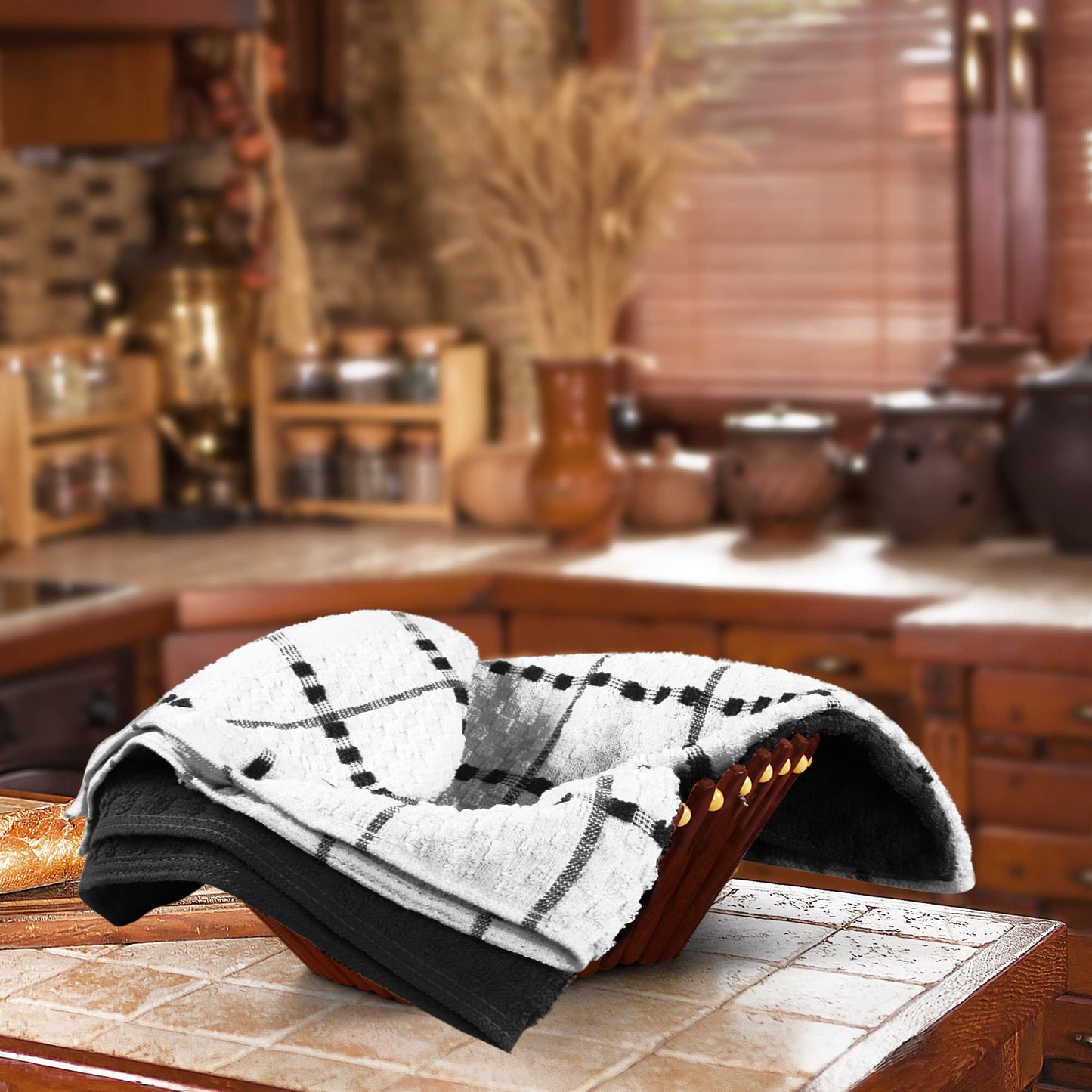 Utopia Towels 12-Pack Kitchen Towels – 15x25” 100% Ring-Spun Cotton, Super Soft & Absorbent Dish, Tea & Bar Towels, Black