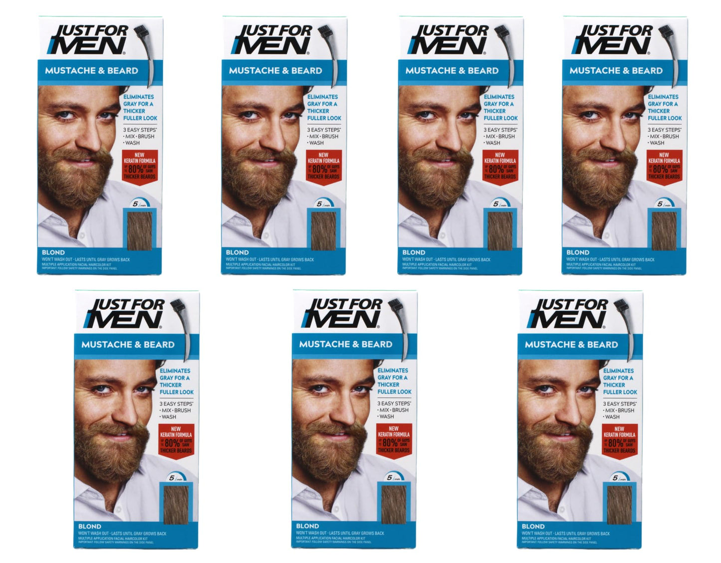 JUST FOR MEN Brush-In Color Gel for Mustache & Beard, Blond M-10/15 1 Each (Pack of 7)
