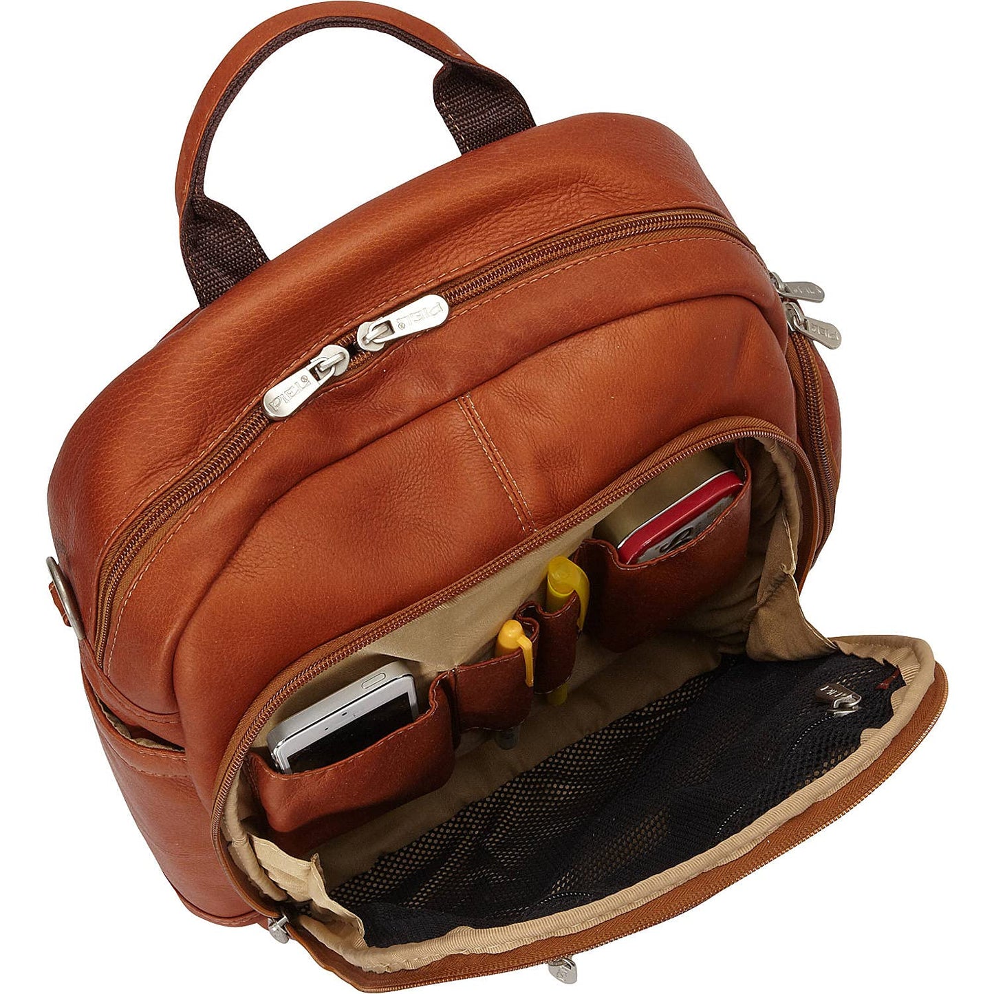 Piel Leather Laptop Backpack/Shoulder Bag, Saddle, One Size