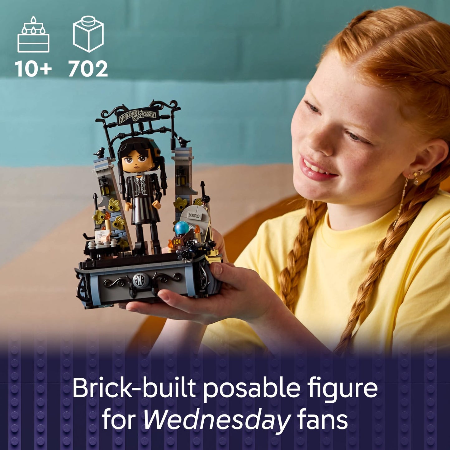 LEGO Wednesday Addams Figure – Collectible Building Toy for Kids, Girls & Boys 10+, Display Doll for Fans, Birthday Gift Idea, 76780