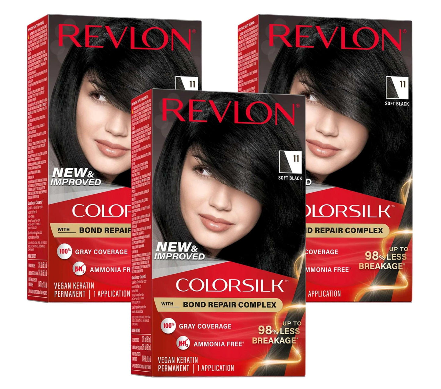 Revlon Colorsilk #11 Soft Black (Pack of 3)