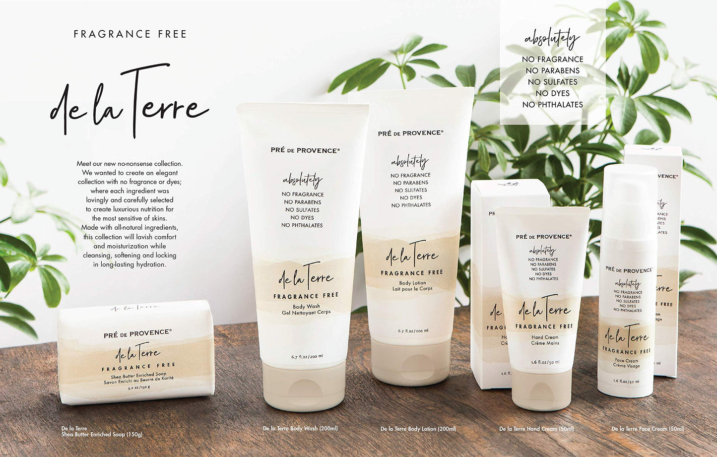 De La Terre All Natural Sensitive Skin Collection Fragrance Free, Moisturizing & Hydrating, Face Cream, 50 ML