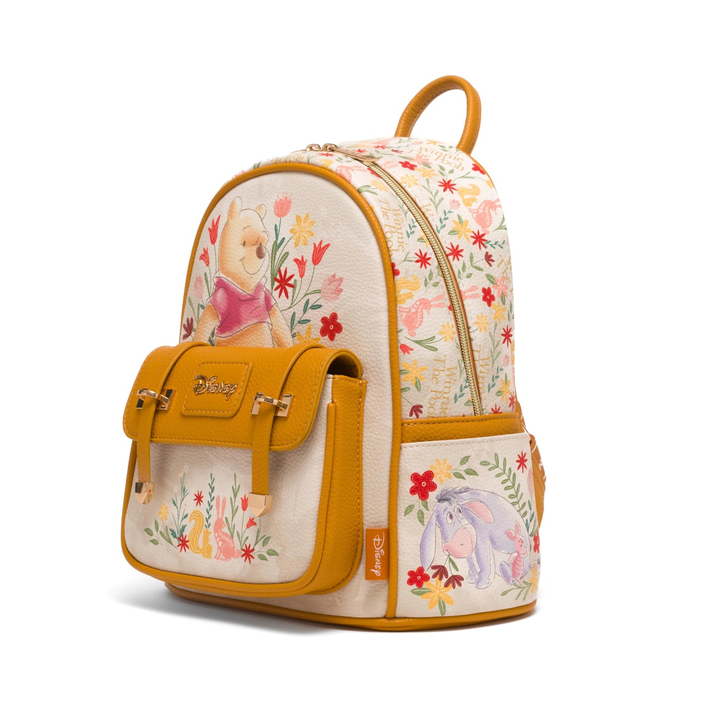 Wondapop Disney Winnie the Pooh Floral 11" Vegan Leather Fashion Mini Backpack