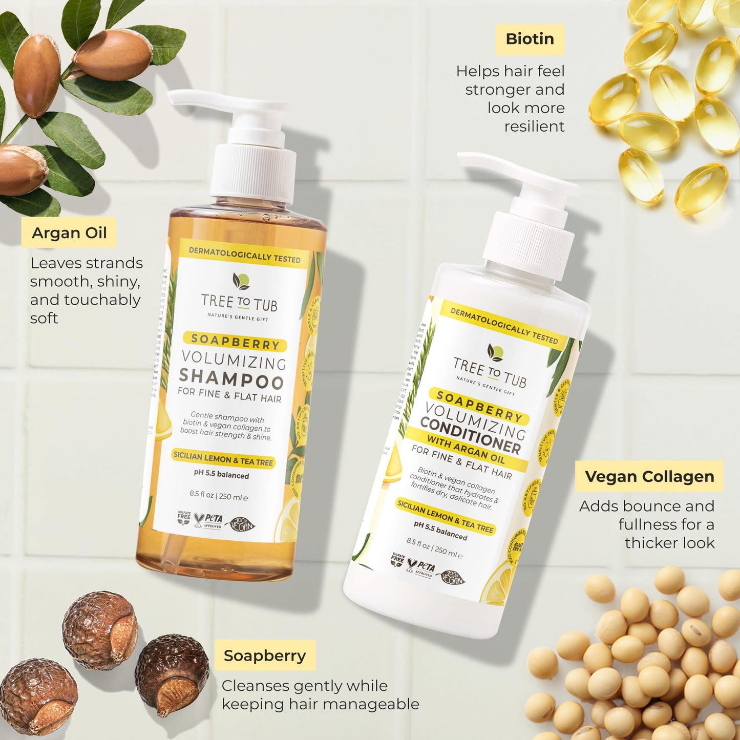 Tree To Tub Biotin Shampoo and Conditioner - Gentle Hair Thickening Shampoo and Conditioner for Fine Hair, Sensitive Scalp- Sulfate Free Shampoo