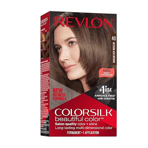 Revlon Colorsilk Beautiful Color Permanent Hair Color, Long-Lasting High-Definition Color, Shine & Silky Softness with 100% Gray Coverage, Ammonia