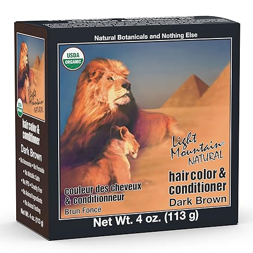 Light Mountain Henna Hair Color & Conditioner - Dark Brown Hair Dye for Men/Women, Organic Henna Leaf Powder and Botanicals, Chemical-Free